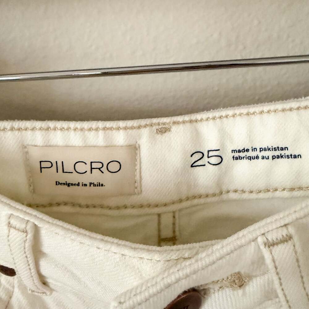 Anthropologie Pilcro Austyn High Rise Cuffed Bermuda Jean Shorts White Size 25 - Picture 6 of 10